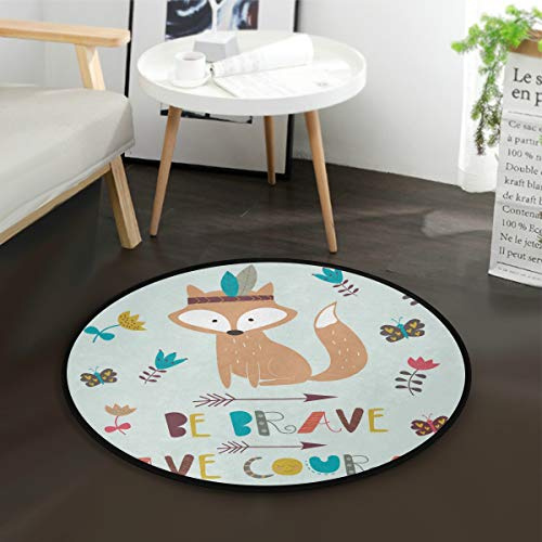 Mnsruu Indischer süßer Fuchs mit Pfeilen, runder Teppich, rutschfest, bequem, rund, Boden-Teppich für Wohnzimmer, Schlafzimmer, 92 cm Durchmesser