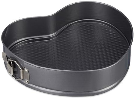 Relaxdays Molde de bizcocho XL, Forma de corazón, Romántico, Antiadherente, Desmontable, 28,5x25 cm, Acero al Carbono, 6,5 x 28,5 x 25 cm