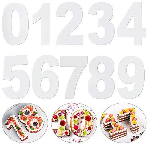 LYTIVAGEN 10 PZ Stampi per Torta Taglio di Torta Stampi Acrilico Grandi Numeri da 0 a 9 per Crema Torta alla Frutta, Torta Nuziale, Torta di Compleanno, Dolci