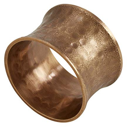 SARO LIFESTYLE Classic Brass Napkin Rings (Set of 4) – Smooth Curved Silhouette for Timeless Table Styling