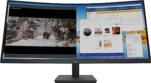 HP M34d – Monitor Curvo de 34 Wide Quad HD (3440 x 1440, 100Hz, 5ms, VA LED, 21:9, HDMI, USB-C, Low Blue Light, Antirreflejo, Altura e Inclinación Ajustables, Altavoces) Negro