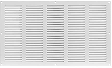 Prostko LTD Griglia di ventilazione in metallo bianco, 500 mm x 300 mm, con zanzariera – rete anti insetti, copertura moderna rettangolare piatta
