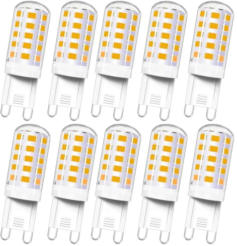 Akynite G9 LED 4W Warmweiß 2700K, 400LM, G9 33W 40W Halogenlampe Ersetzt, Stiftsockellampe LED Warmweiss für Spiegelleuchte Kristallleuchter Tischlampe, Nicht Dimmbar, 10er-Set