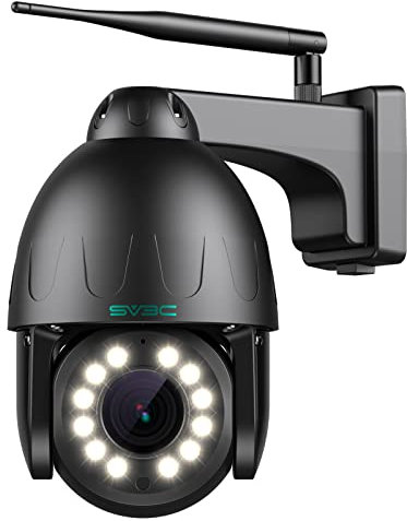 SV3C 15X Optical Zoom PTZ WiFi Security Camera Outdoor, 5MP Wireless IP Camera with Auto Tracking, Floodlight Color Night Vision, 2-Way Audio, Black Metal Shell, SD Card Recording, FTP, RTSP, Onvif