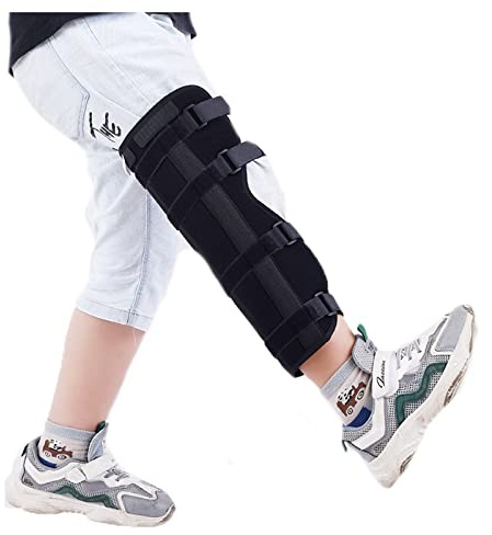 Faxianther Kids Knee Immobilizer Leg Stabilizer Girls Boys Night Sleep Knee Leg Support Adjustable Knee Splint Sprain Injury Recovery Long Knee Brace Immobilizer for 5-7 Yrs
