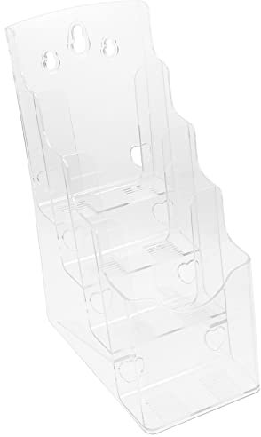 ULTECHNOVO Acryl-Broschürenhalter, Konzepthalter, Warenpräsentation Ständer, A6, 4 Etagen, transparenter Ordner, Zeitschriftenständer, Broschüren-Präsentationsständer, Wandhalterung oder Thekenaufsatz