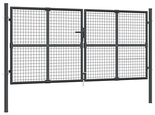 vidaXL Cancello da Giardino Rete Antracite 300x175 cm Acciaio Zincato