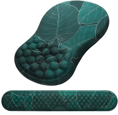 Laokiiy Tapis de souris avec repose-poignet 2 en 1 pour clavier + tapis de souris ergonomique, repose-poignet antidérapant pour clavier d'ordinateur, saisie facile et soulage les douleurs au poignet