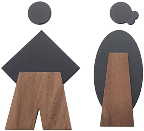 WC-Schild für Männer und Frauen, 2er-Pack, Toilettensymbol aus Holz + Aluminiumlegierung, Badezimmerdekoration, für Business Home Office