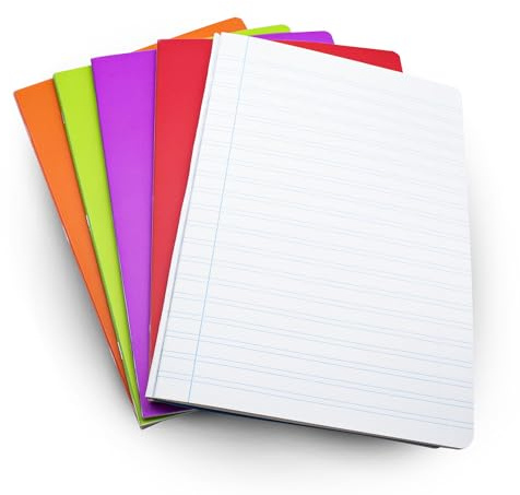 DOJA Barcelona : Notizbuch DIN A4 Lineatur 3 : Kunststoff Cover : 48 Blätter : 5er Pack : Geheftetes Schreibheft A4 zum Zeichnen, Studieren, Arbeiten : Schulheft A4 für Studenten und Berufstätige
