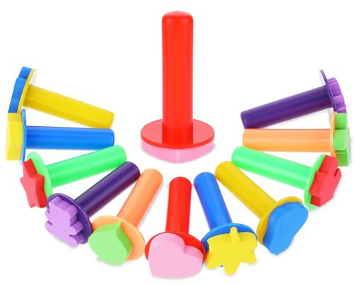 Prasacco 12 Stück Schwammpinsel, Schaumstoffpinsel Schwamm Pinsel Set Stupfpinsel Farbstempel Pinselset Kinder Handwerk Schwämme Schaumstoff Pinsel für Zeichnung Handwerk Keramik DIY Malerei Werkzeuge
