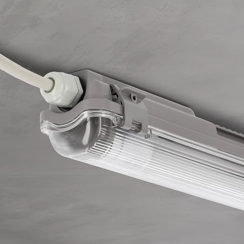 LED Universum Feuchtraumleuchte 150cm IP65 inklusive T8 LED-Röhre 22W 2640 Lumen - 4000K neutralweiß - verknüpfbar - Kellerleuchte Nassraumleuchte Feuchtraumwanne L1576xB68xH58mm