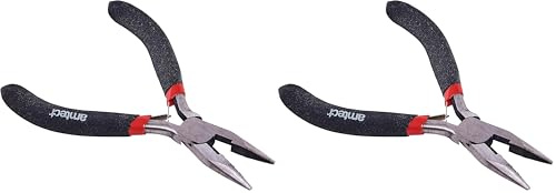 Amtech B3186 Mini Long Nose Plier with Spring, Black Silver & Red, 15cm (Pack of 2)