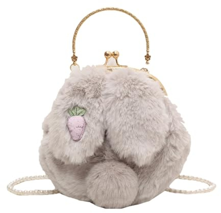 JPSDOWS Hasentasche Plüsch, Hasen-Umhängetasche | Hasenohren Tasche für Kinder - Verstellbarer Kettenriemen, Shopping-Dating-Tasche aus Kunstpelz für kleine Mädchen und Frauen