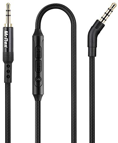 Mr Rex 6.5ft Microphone Braided 2.5mm to 3.5mm Audio Cable Cord Compatible for Bose 700 QuietComfort QC45 QC35 QC35II QC25 / JBL E45BT E55BT E65BTNC 750NC / AKG Y40 Y50 Headphones