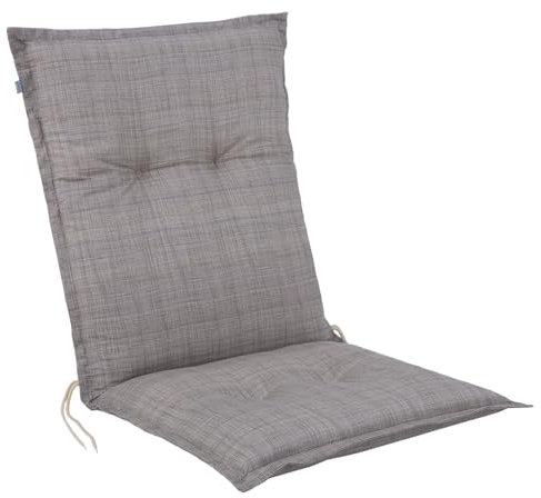 PATIO Gartenstuhlauflage Niedriglehner Xenon Niedrig 105 x 50 cm Stuhlkissen grau mit Schnüren Band am Rücken