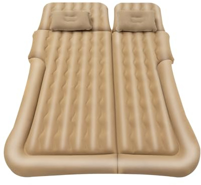 FUNYSF Auto Luftmatratze SUV aufblasbare Bett aufblasbare Camping Bett Combo Portable Bett, abnehmbare aufblasbare Matratze für Reisen Camping Outdoor-Aktivität, mit 2 Kissen und Inflator (Beige)