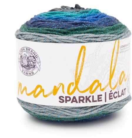 Lion Brand Yarn, Varigated Colorful Mandala Sparkle Yarn for Knitting and Crocheting, Volan, 1 Pack