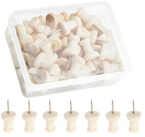 VAEIORP 50 pcs Chinchetas de Madera Chinchetas para Tablón de Anuncios chinchetas de Madera para tablones de anuncios Chinchetas para Tableros De Corcho
