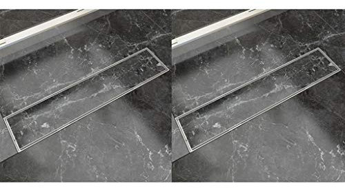 LAPOOH linjära duschränna 2 st. 530 x 140 mm rostfritt stål, hårsil, golvbrunn, duschdränage hårfångare, avloppsränna 275947