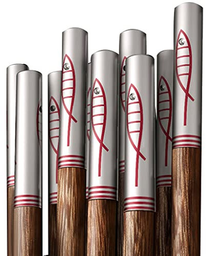 Set regalo di bacchette giapponesi in legno, 10 paia di bacchette per sushi riutilizzabili, bacchette cinesi coreane di lusso in legno naturale, bacchette antiscivolo, lavabili in lavastoviglie