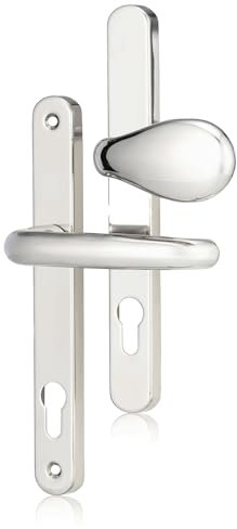 XFORT Uros Polished Chrome Inline UPVC Door Handle, (PZ 92mm, Screw Hole Distance 211mm, Overall 243mm) Aluminium Lever/Pad UPVC, Front Door Handle