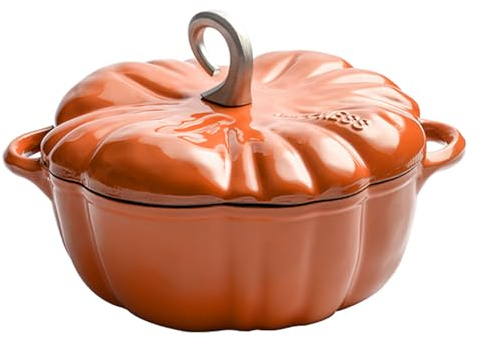Zucca cocotte, zucca olandese forno pentola con coperchio, pentola di cottura in ghisa, pentola per zucca antiaderente, pentola per zuppa, pentola per stufato, 3-5, decorazione per Halloween