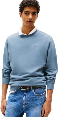 TOMMY JEANS Mens Tjm Reg Flag Crew Dm0dm20741 Pullover Sweatshirt, Grey (Blue Moment), L UK