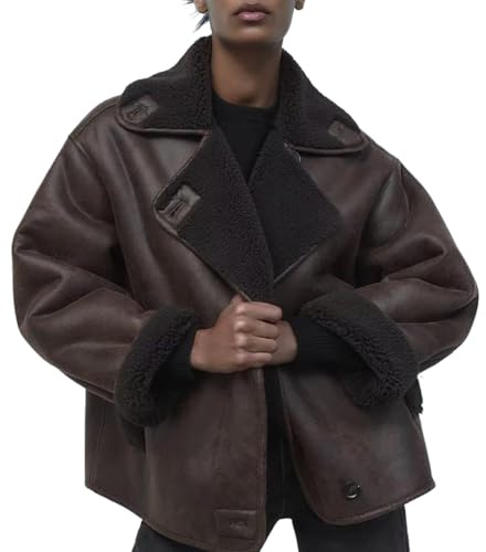 BeiRiJL Donna Spessa Faux Giacche In Pelle Per Le Donne Calde Miste di Lana Cappotti Giacca di Peluche Capispalla Femminile, Marrone scuro, S