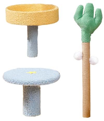 Cactus Shaped Cat Climbing Tree, Cat Climbing Tower, Interactive Cat Tree Playhouse, Cat Climbing Tower with Balls, 39x39x83cm Scratching and Climbing Tower with Scratching Posts for Large Cats