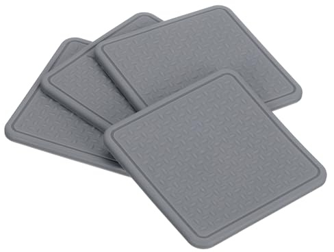 sourcing map 4Pcs Non-Slip Furniture Pads, 3.15 Square Anti Skid Rubber Caster Cups, Anti-Sliding Furniture Coasters, Anti Slide Floor Protectors Pads for Bed Couch Table (Grey)