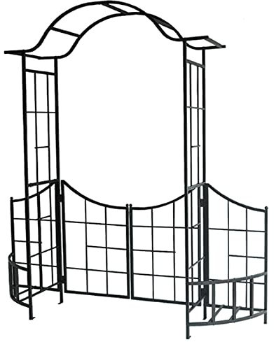 Arche de jardin en métal avec portail pour plantes grimpantes - Grande arche de rose pour cour intérieure - 208 cm x 225 cm x 46 cm - Noir