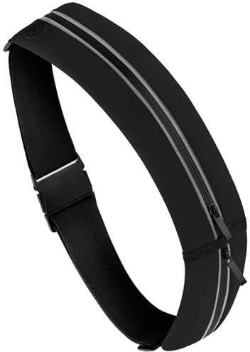 moex Lauftasche Jogging für HMD Skyline Handytasche zum Joggen, Handy Laufgürtel, Bauchtasche Sport Laufgurt Fitness Running Belt, Sportgürtel Hüfttasche, 2 Fächer, Schwarz