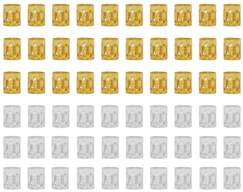 Dread Lock, 60 pezzi di metallo Cuffs Dreadlocks, accessori per capelli, gioielli intrecciati per capelli, accessori dreadlocks (oro argento)
