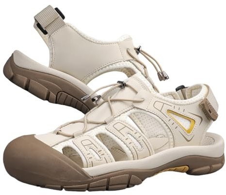Adornosbt Men’s Casual Trekking Sandal: Summer Ready Walking Shoes with Adjustable Straps for Trails & Camps Beige