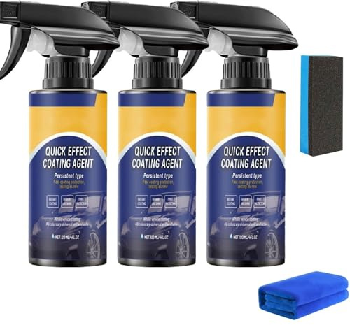 Lot de 3 sprays de revêtement à effet rapide pour voiture, le spray de revêtement céramique très efficace qui combine réparation, protection et éclaircissement, répare les rayures et les signes