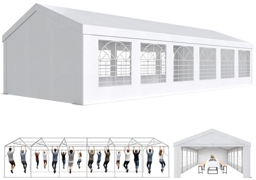 JUMMICO Tente de réception 6x12 m,Tonnelle de Jardin Exterieur Bâche PE 450 N Imperméable,Barnum avec Verzinkter Stahlrahmen, Tente voitureTonnelle de Jardin pour Jardin,Festival, Mariage, Blanc