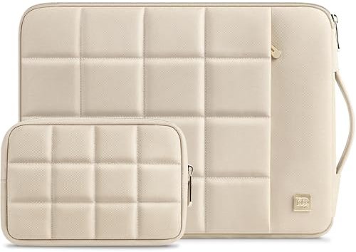 DOMISO Laptoptasche 17-17.3 Zoll Laptop Hülle mit Zubehör Tasche für Dell XPS 17 / Inspiron 17 5000 7000, LG gram 17, Razer Blade 17, Wasserabweisende Notebook Tasche Sleeve, Beige
