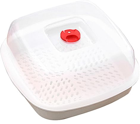 FUNNETOYU Microwave Steamer for Vegetables with Heat Insulation and Ventilation Holes, Kitchen Steamer with Handle and Lid, for Steamed Fish and Rice Cooking, Housewarming Gift