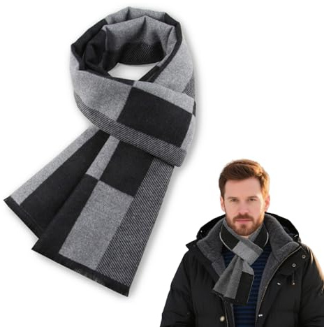 technodry Schal Herren – Warm Herbst und Winter Schal, Klassische und Elegante Karierte Herren-Schals, Weich, Leicht & Stilvoll für Freizeit & Business