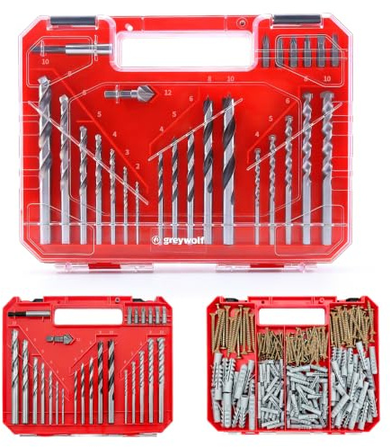 Greywolf 315Pcs Drill Bit Sets，Include17pcs multi-purpose drill bit set ，290 pcs multi-size wall plugs and screws.suitable for drilling and screwing various materials such as metal, wood, and masonry