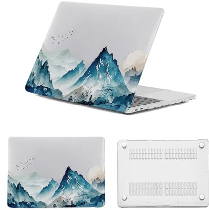 HLAAJJX Custodia Laptop per Macbook Air 13 pollici M4 M3 M2,Versione 2025 2024 2022 A2681 A3113 A3240,Case Cover Duro Protection in Plastica per Apple Macbook Air 13,6,Montagna Verde