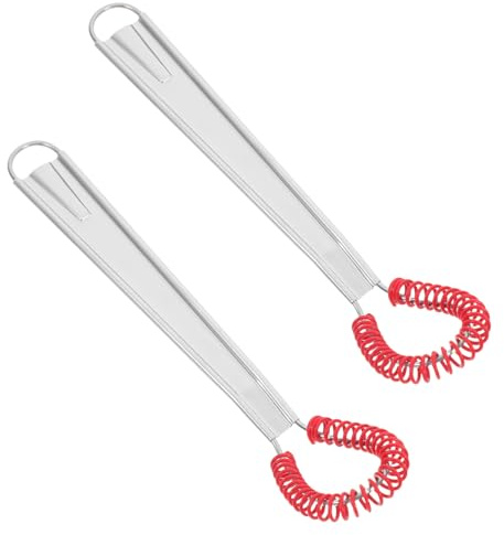 ROMISBABA Fouet à Œufs Manuel En Acier Inoxydable Tête En Silicone Rouge, Mini Batteur Spirale Pour Café Et Pâtisserie, Portable Et Antiadhésif, Lot De 2 Pièces, Usage La Cuisine Et Voyage