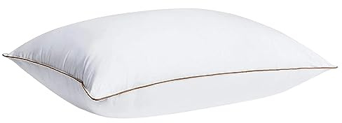 Parure de lit - Oreillers en duvet d'oie pour dormir - Oreillers naturels en plumes d'oie avec housse respirante et anti-duvet - Oreiller de luxe pour hôtel - Standard 20 (blanc, taille unique)