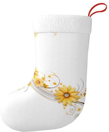 Winhga Streamer Chrysanthemum Prints Double-Sided Printed Christmas Socks for Large-Capacity Holiday Party Indoor Decorations