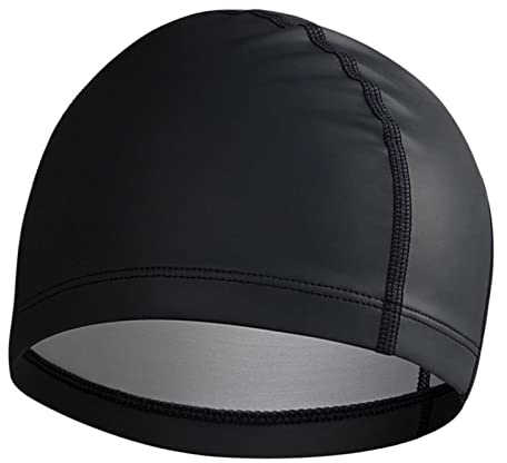 Bonbela Cuffia da Nuoto Cuffia da Bagno Universale in PU Morbida, Confortevole, Impermeabile, Ad Alta Elasticità, con Materiale in Nylon, per Adulti, Donne, Uomini e Bambini (Nera)