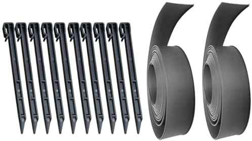 Alasum Bordure de Jardin Flexible PE avec Piquets Kit pour Pelouse et Aménagement Paysager Résistante Aux UV et Haute Température Barrière de Séparation Herbe et Pierre