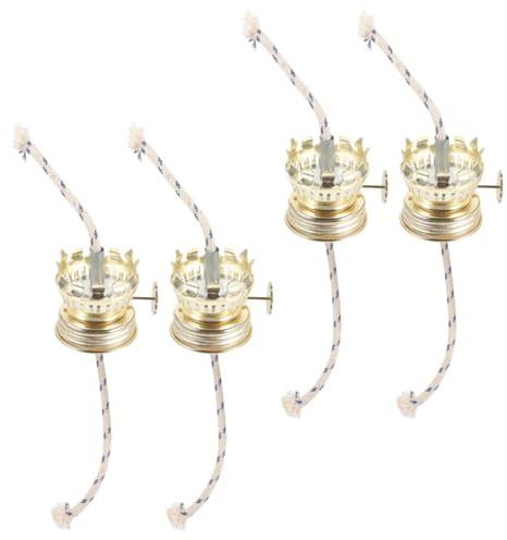 Angoily 4 Stück Petroleumlampenbrenner aus Zinklegierung Metall Öllampenbrenner Ersatzteile im Retro Stil für Petroleumlampe mit Dochthalter Zubehör für Vintage Öllampen und Kerosinlampen