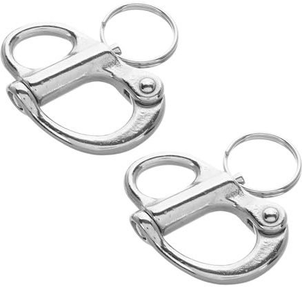 Ciieeo 2pcs 35mm 316 Stainless Steel Quick Release Self-Locking Shackle Marine Snap Hook Mini Swivel Shackle for Sailing Rigging and Boat Use