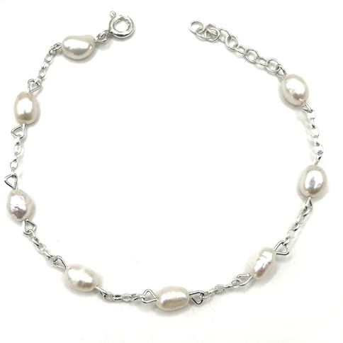 MASBARATA PULSERA COMUNION PERLAS BARROCAS EN PLATA DE LEY